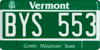 VT license plate BYS553
