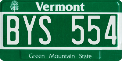 VT license plate BYS554