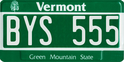 VT license plate BYS555