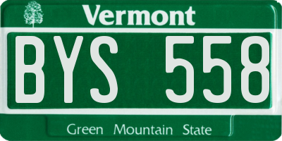 VT license plate BYS558