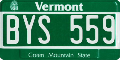 VT license plate BYS559
