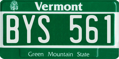VT license plate BYS561