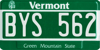 VT license plate BYS562