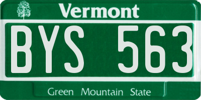 VT license plate BYS563