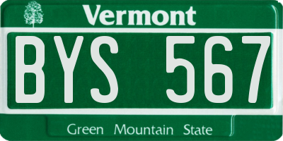 VT license plate BYS567