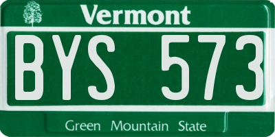 VT license plate BYS573