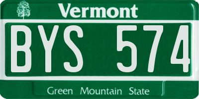 VT license plate BYS574