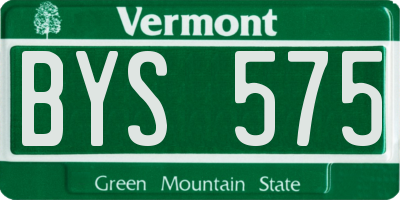 VT license plate BYS575