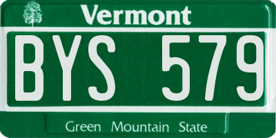 VT license plate BYS579