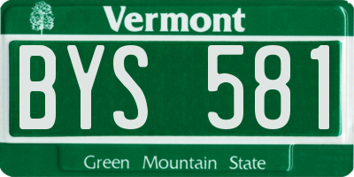 VT license plate BYS581