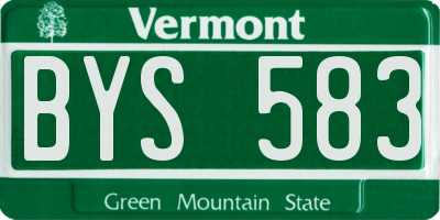 VT license plate BYS583