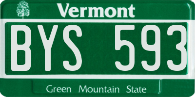 VT license plate BYS593