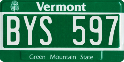 VT license plate BYS597
