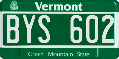 VT license plate BYS602