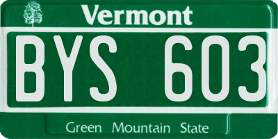 VT license plate BYS603