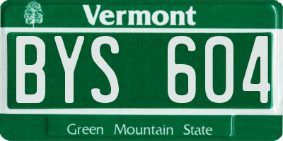 VT license plate BYS604