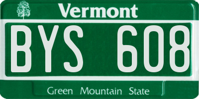 VT license plate BYS608