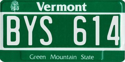 VT license plate BYS614