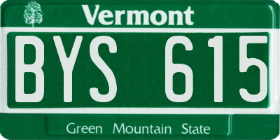 VT license plate BYS615