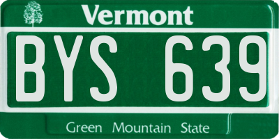 VT license plate BYS639