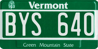 VT license plate BYS640