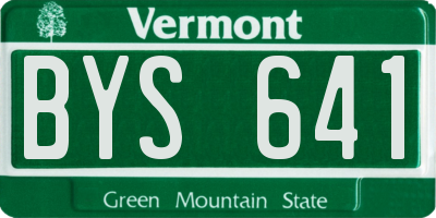 VT license plate BYS641