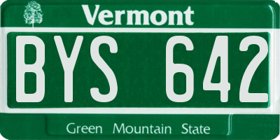 VT license plate BYS642