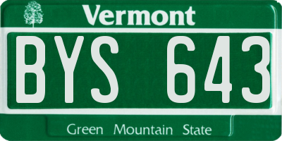 VT license plate BYS643