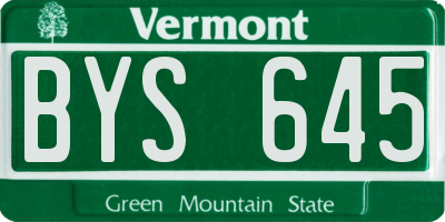 VT license plate BYS645