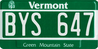 VT license plate BYS647