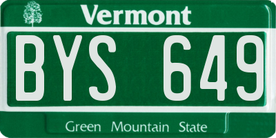 VT license plate BYS649