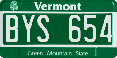 VT license plate BYS654