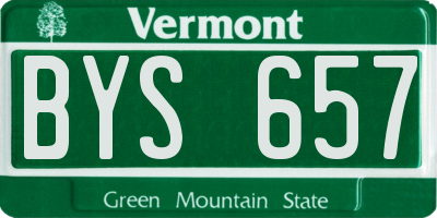 VT license plate BYS657