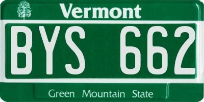 VT license plate BYS662