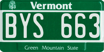VT license plate BYS663