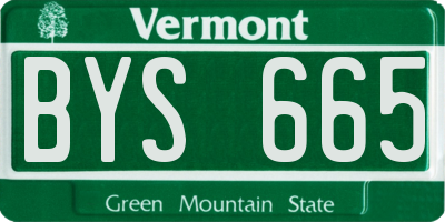VT license plate BYS665