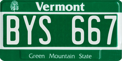 VT license plate BYS667