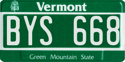 VT license plate BYS668