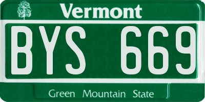 VT license plate BYS669