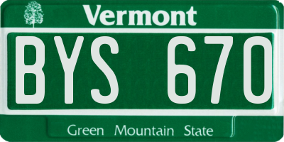 VT license plate BYS670