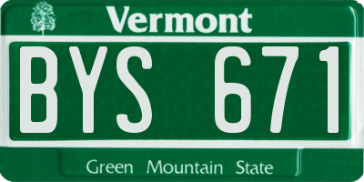 VT license plate BYS671