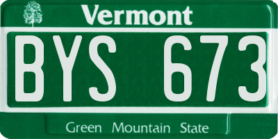 VT license plate BYS673