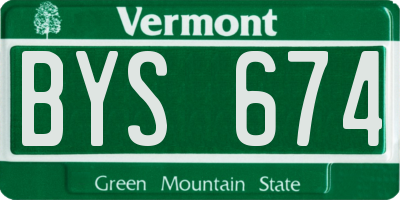 VT license plate BYS674