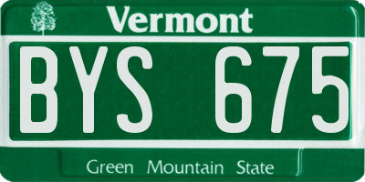 VT license plate BYS675