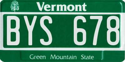 VT license plate BYS678