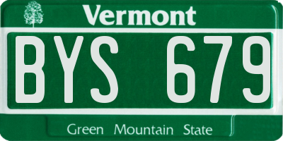 VT license plate BYS679