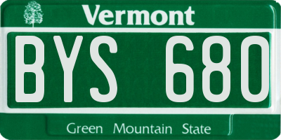 VT license plate BYS680