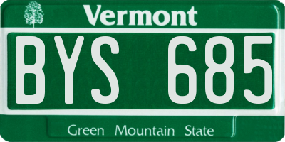 VT license plate BYS685