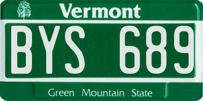 VT license plate BYS689