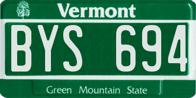 VT license plate BYS694